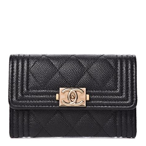 chanel caviar quilted boy flap card holder
